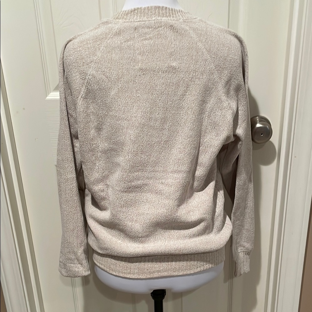 Cream Crew Neck Sweater with Collegiate Style - Picture 2 of 8